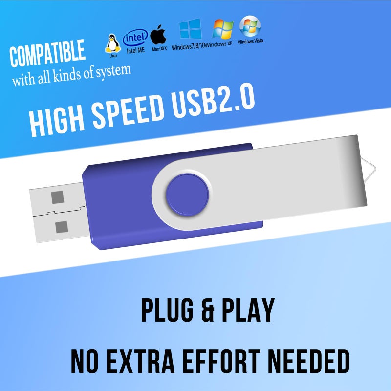 JBOS 4GB USB Flash Drive, Flash Stick 4 GB 10 Pack Memory Stick JBOS Swivel Thumb Drives Gig Stick USB2.0 Pen Drive for Fold Digital Date Storage, Zip Drive, Jump Drive, Disk Key, USB Stick, Mixed Colors - Image 3